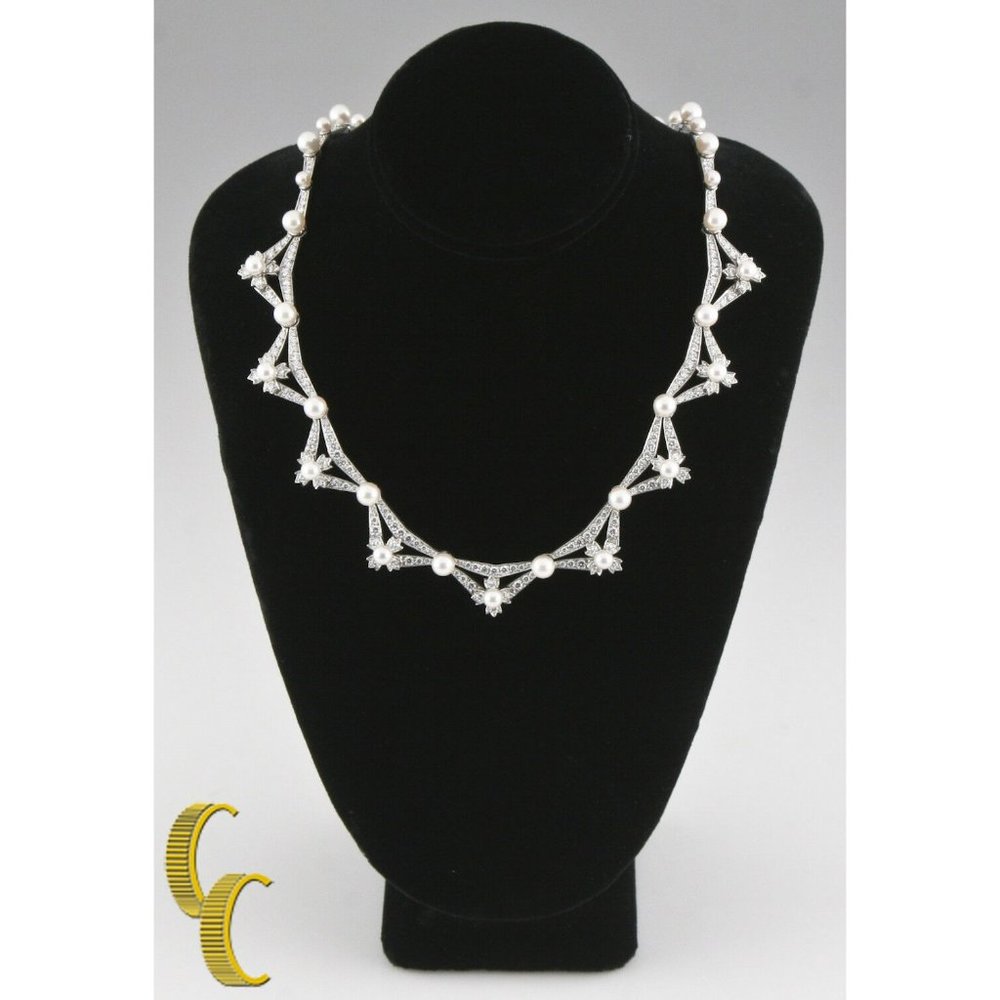 Tiffany & Co 5.00 carat Diamond & Pearl Platinum Necklace